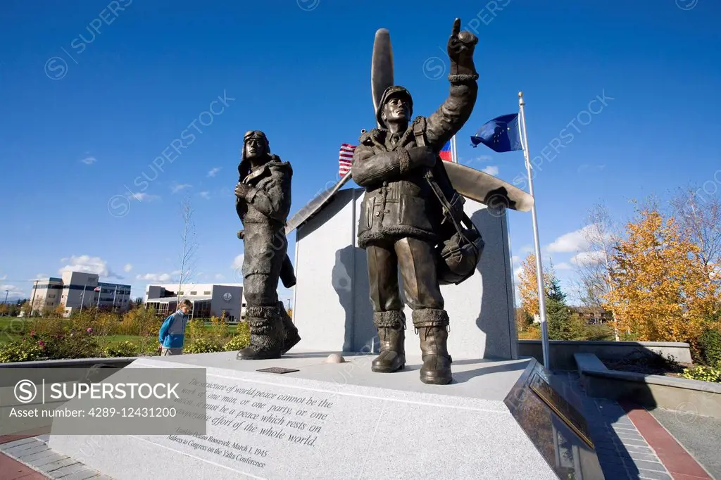 Alaska Siberia Lend Lease Public Statue In Fairbanks Commemorating World War Ii Veterans In Interior Alaska