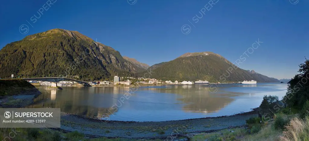 View of downtown Juneau from Douglas Island, Southeast Alaska, Summer