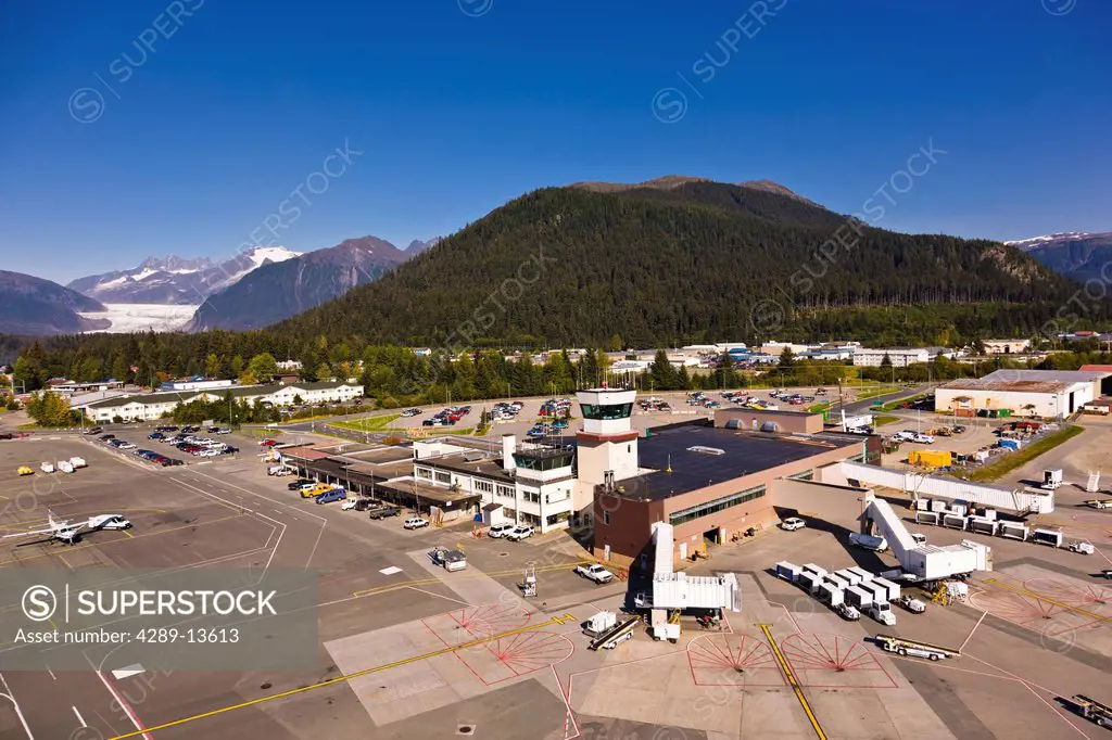 Aerial View of Juneau International Airport, Juneau, Southeast Alaska, Summer