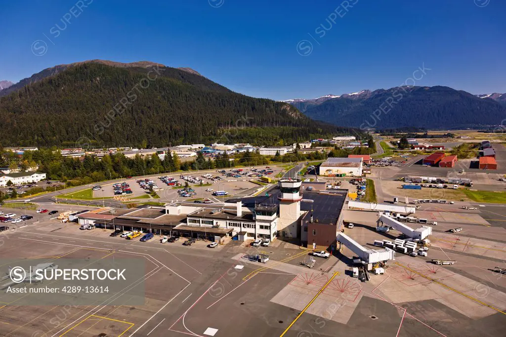 Aerial View of Juneau International Airport, Juneau, Southeast Alaska, Summer