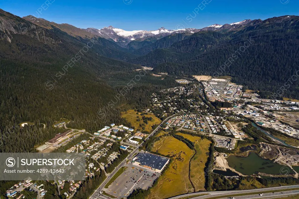 Aerial view of Juneau and Tongass National Forest, Southeast Alaska, Summer