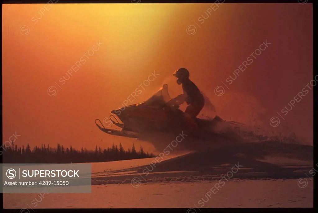Snowmobile Jumping Sunset Composite winter scenic
