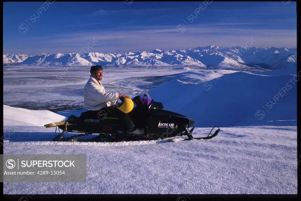 Snowmobiling on Talkeetna Mtns Chugach Mtns SC AK winter scenic