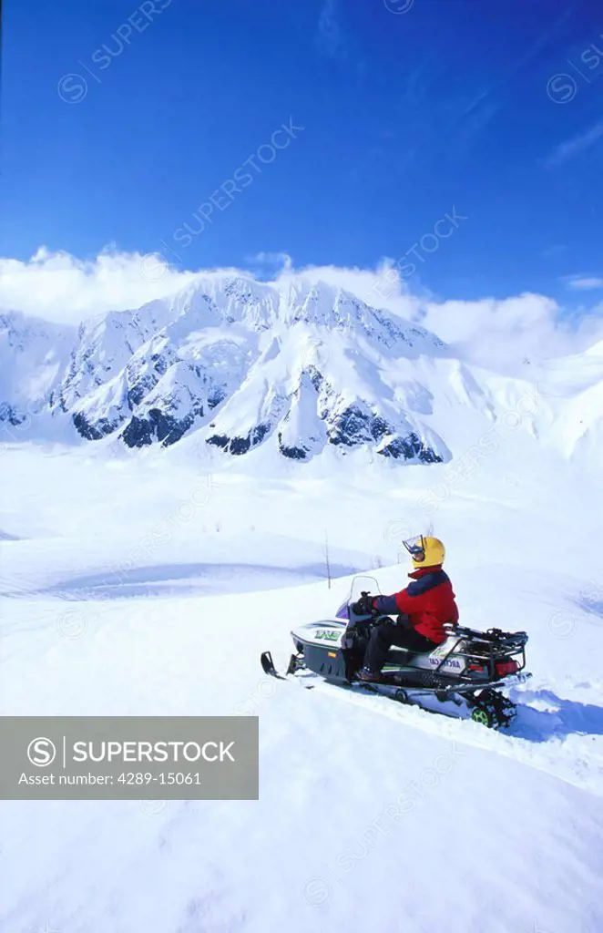 Snowmobile Skookum Glacier near Portage Southcentral AK winter scenic