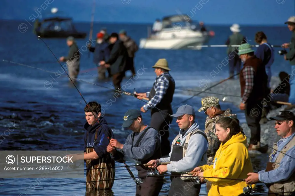 Crowd of People Salmon Fishing Homer Spit KP AK Summer