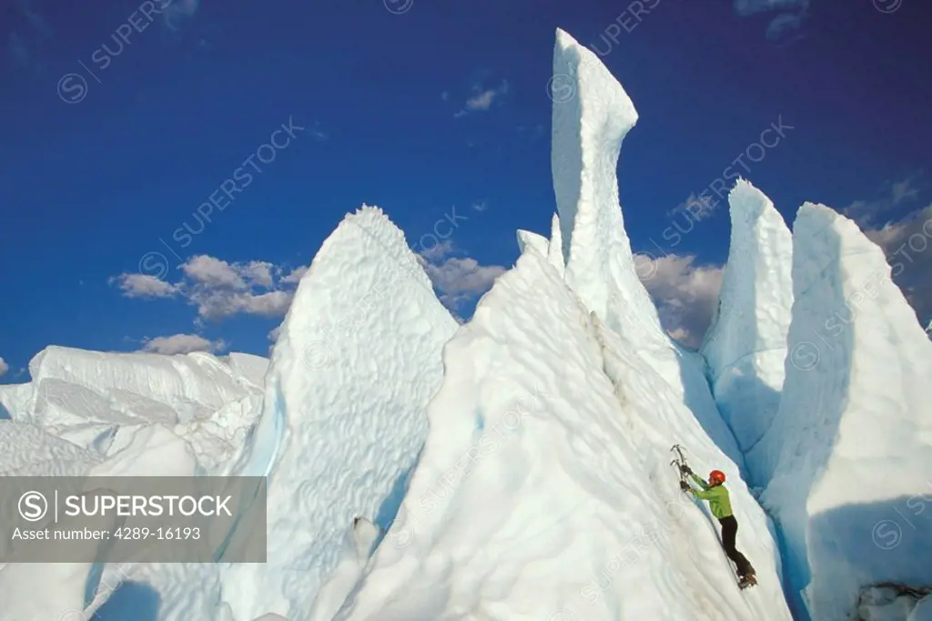 Ice Climber on Matanuska Glacier SC Alaska Summer