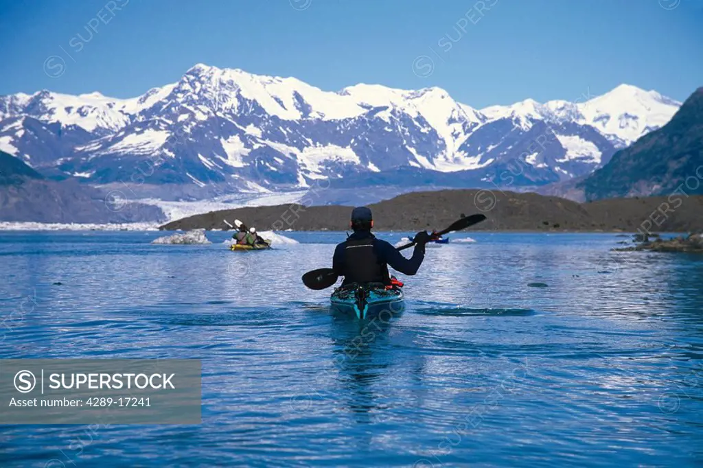 Sea Kayakers in Columbia Bay Prince William Sound Alaska