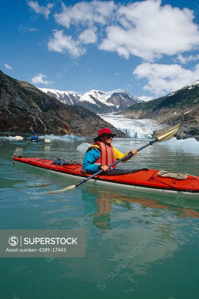 Sea Kayakers near S.Sawyer Glacier Tracy Arm SE AK Fords Terror Wilderness Area