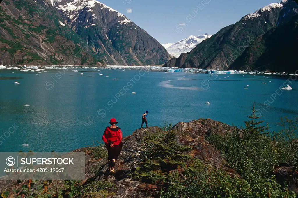 People Hiking in Tracy Arm Fords Terror Wilderness AK SE Summer