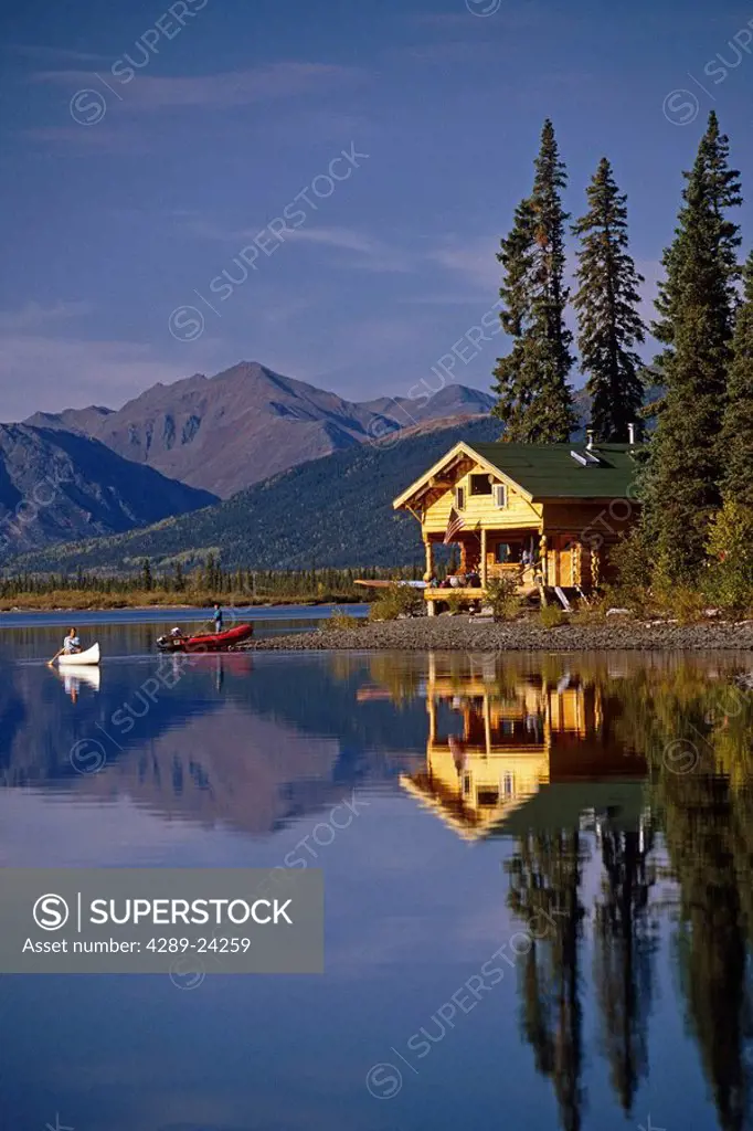Log Cabin Selby Lake Brooks Range Summer Arctic AK/nCanoeing Person