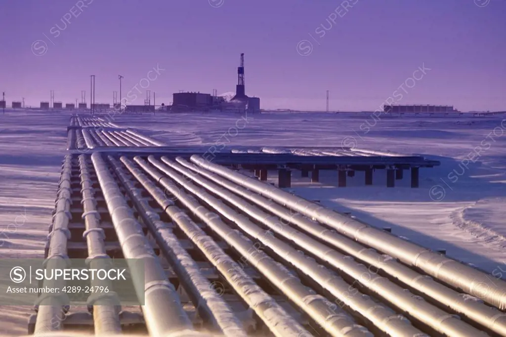 Drill Rigs and Pipes North Slope Arctic Alaska PR