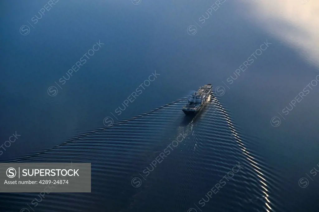 Aerial View of Cargo Ship Cook Inlet Southcentral AK