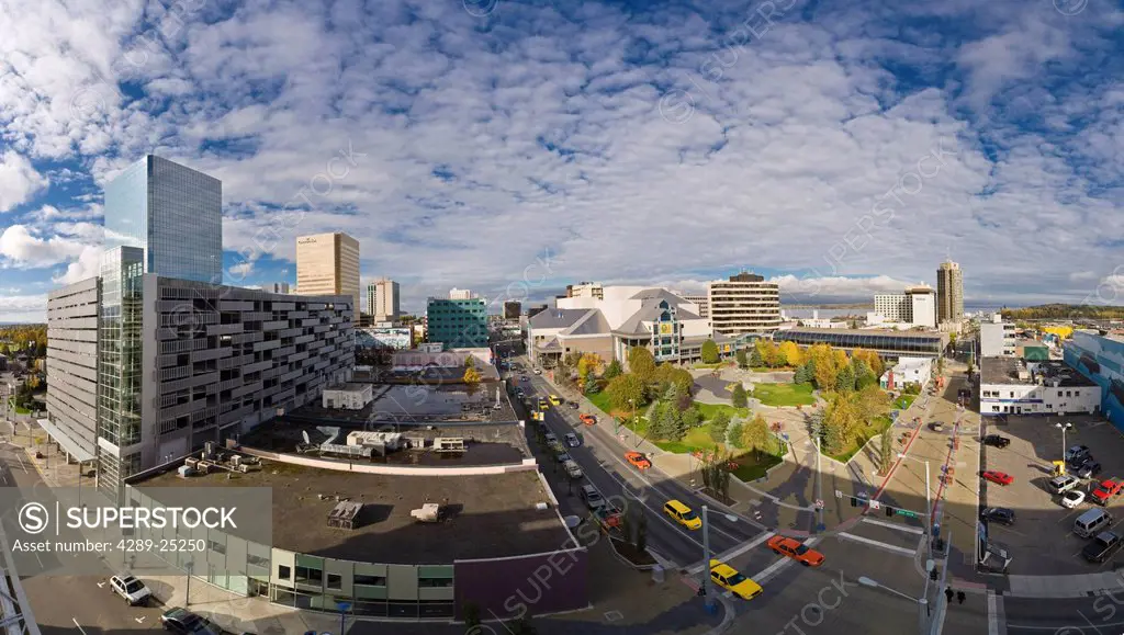 View of downtown Anchorage during Summer, Southcentral Alaska