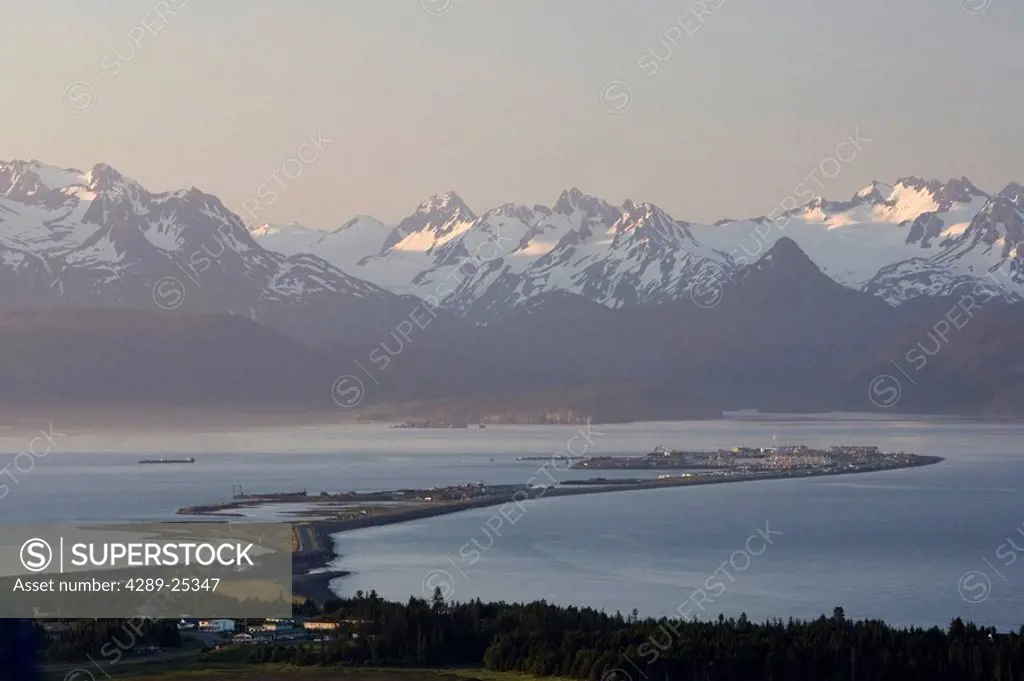 View of Homer Spit on Kachemak Bay Kenai Mountains Kenai Peninsula Alaska Summer