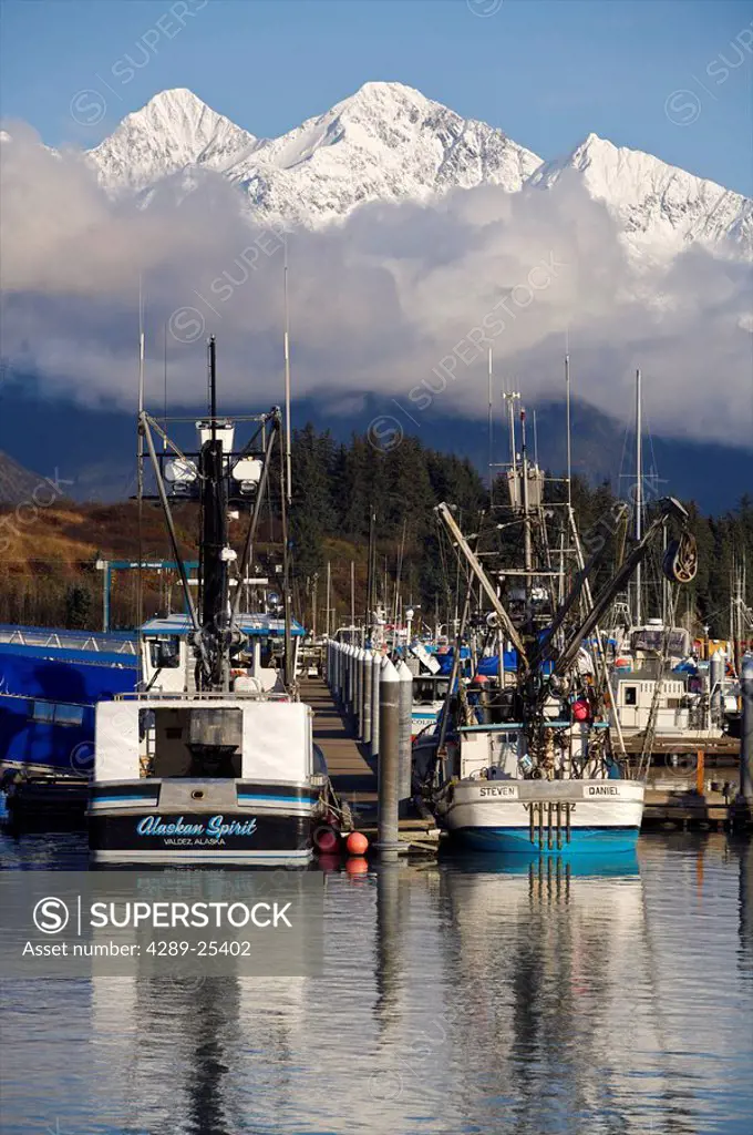View of the Valdez Harbor in Southcentral Alaska during Autumn