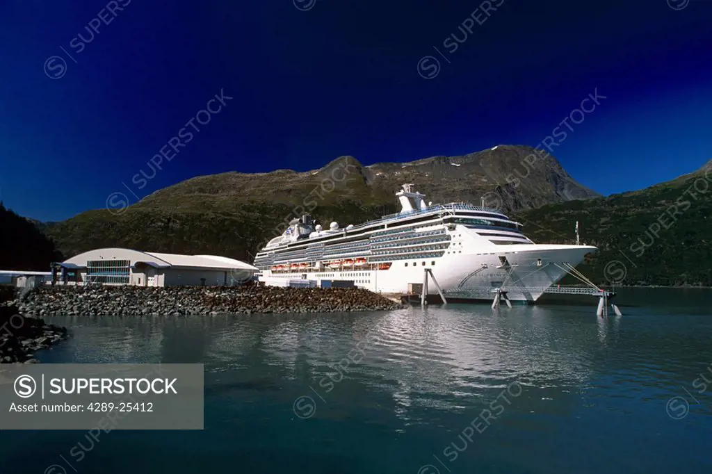 The Coral Princess Docked @ Whittier Facilities PWS SC AK Summer Passage Canal Chugach Mtns