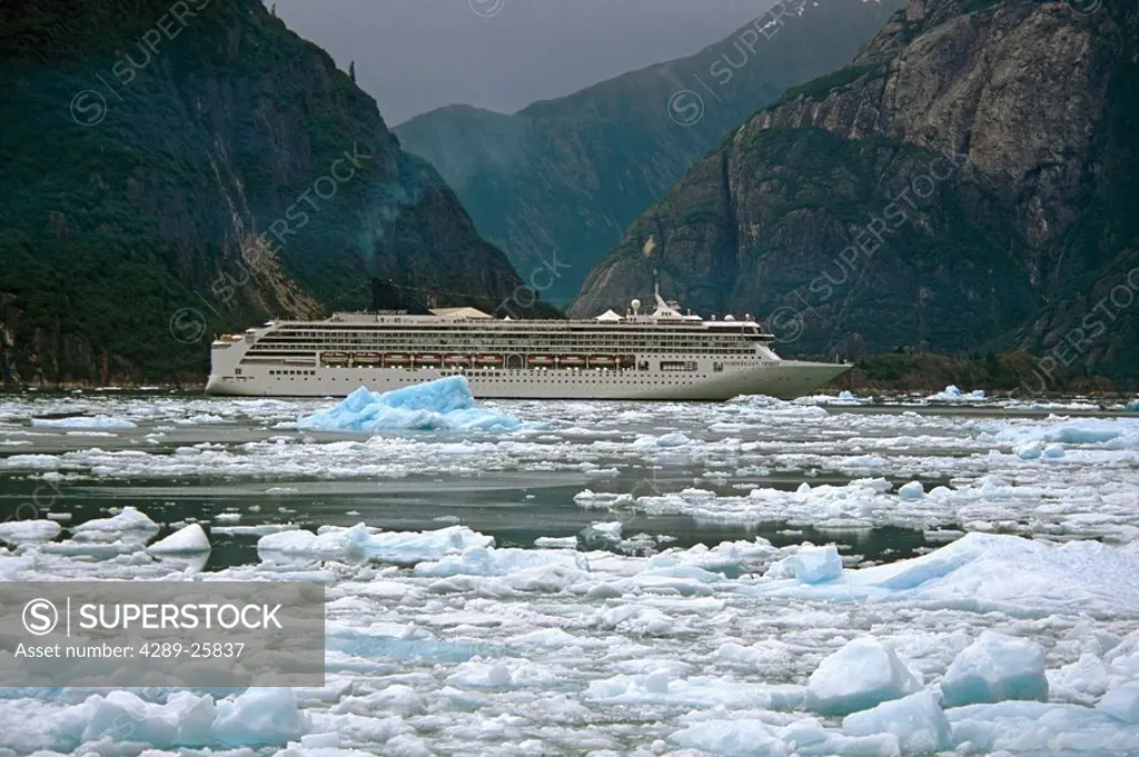 Norwegian Cruise Ship *Spirit* Tracy Arm SE AK Summer w/Icebergs Fords_Terror Wildness