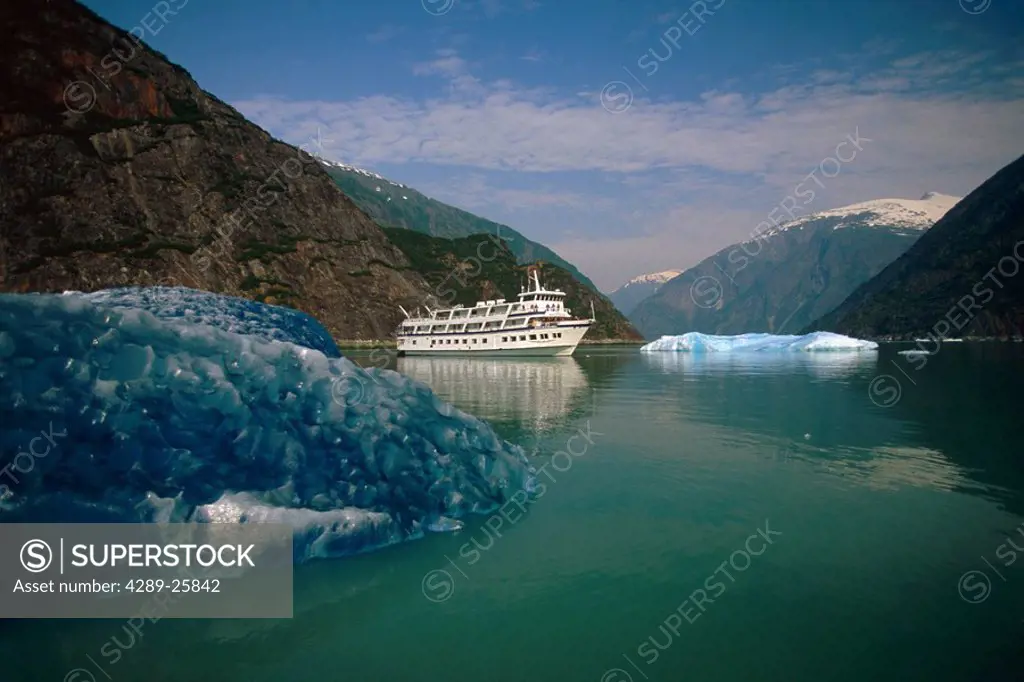 Cruise West *Spirit of Columbia* among icebergs in Tracy Arm Fords_Terror Wilderness Area SE Alaska