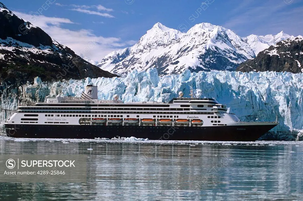 Holland America cruiseship *Zaandam* in front of Margerie Glacier Glacier Bay National Park SE Alaska