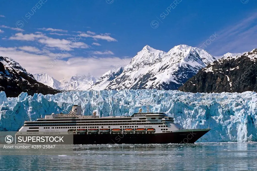 Holland America cruiseship *Zaandam* in front of Margerie Glacier Glacier Bay National Park SE Alaska