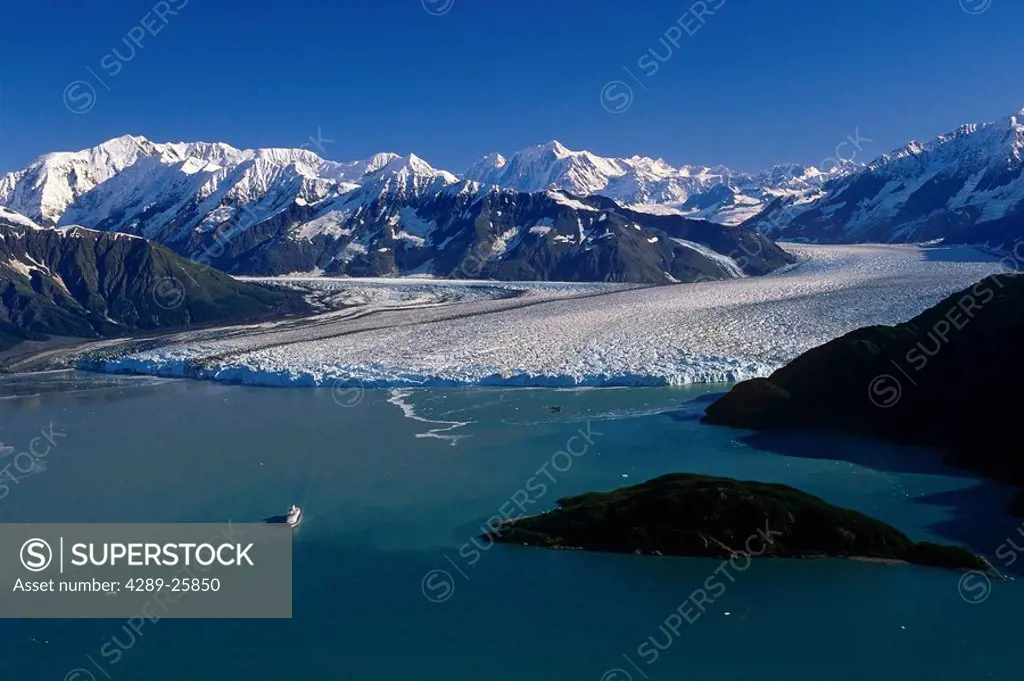 Holland America Cruise ship at Hubbard Glacier Disenchantment Bay Alaska