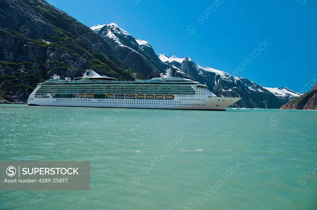 Royal Carribean cruise ship *Serenade of the Seas* in Endicott Arm near Dawes Glacier, Tracy Arm_ Fords Terror National Wilderness, Southeast Alaska/n