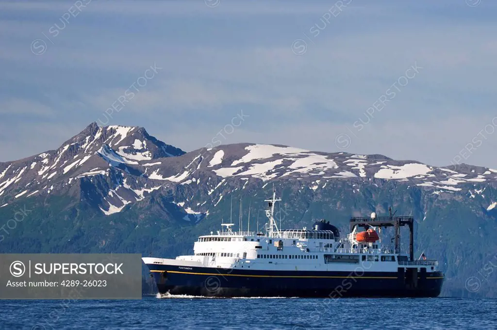 Alaska State Ferry leaving Homer in Kachemak Bay in Southcentral, Alaska