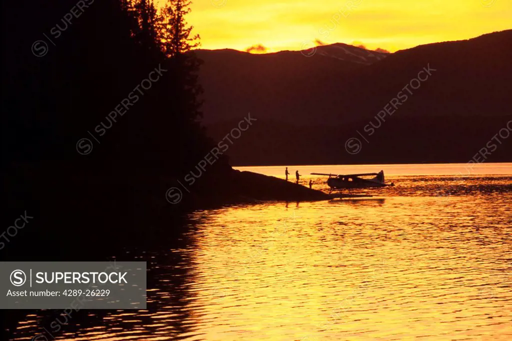 AK Southeast Lake Louise Misty Fjords Natl Monument Floatplane Sunset Summer Scenic