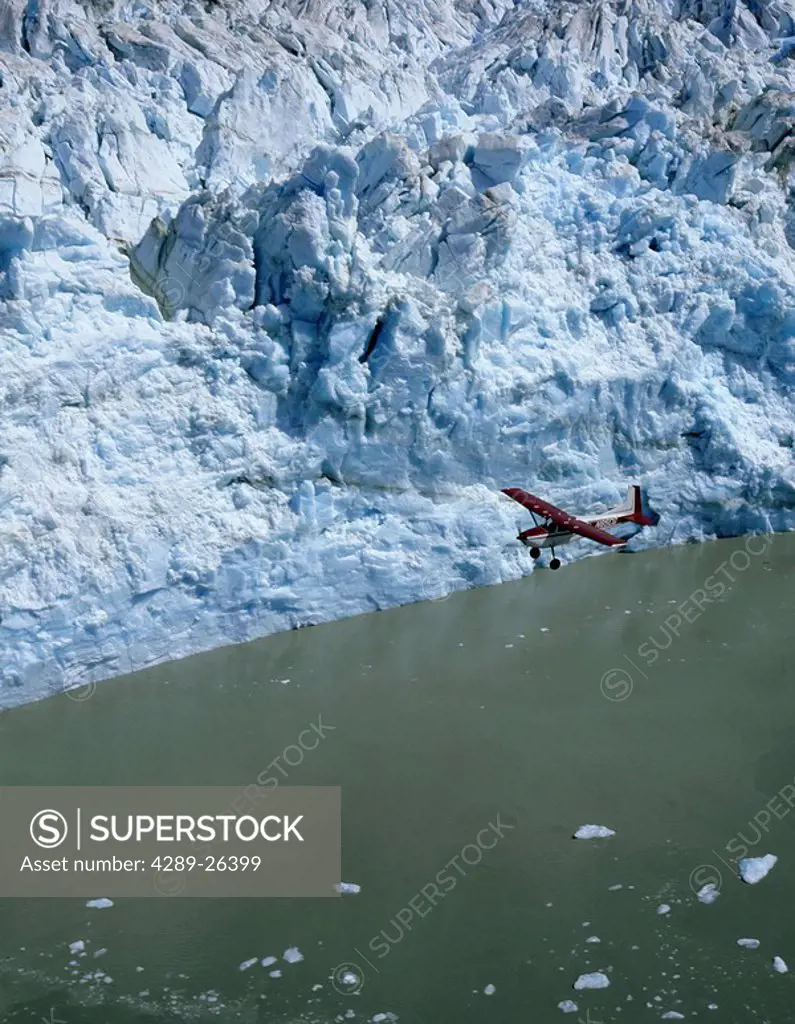 Plane Flying Near Hubbard Glacier Southeast Alaska Summer Scenic