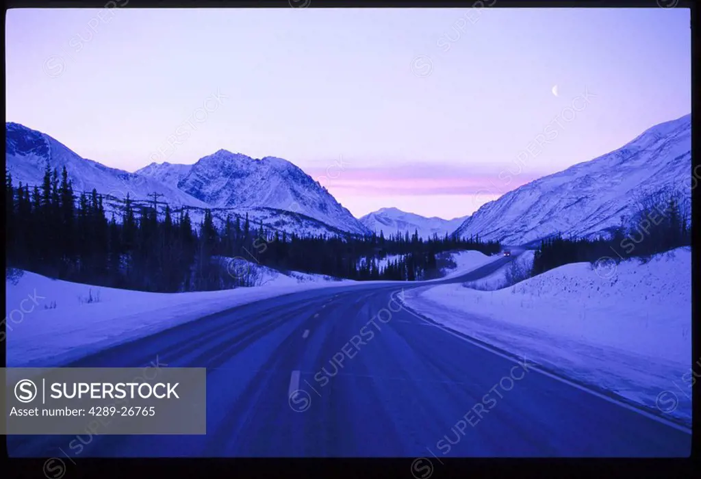 Parks Hwy north of Cantwell Alaska Range Southcentral AK winter scenic