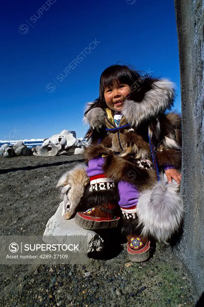 Inupiat Eskimo girl in Traditional Parka Barrow AK