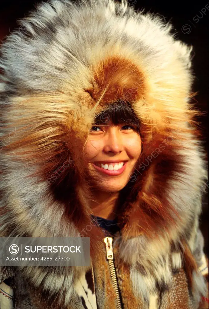 Woman in fur parka Fairbanks Interior AK Riverboat Discovery Tour portrait