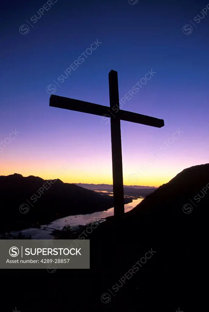 Cross Silhouette @ Sunset Mt Roberts Juneau SE AK