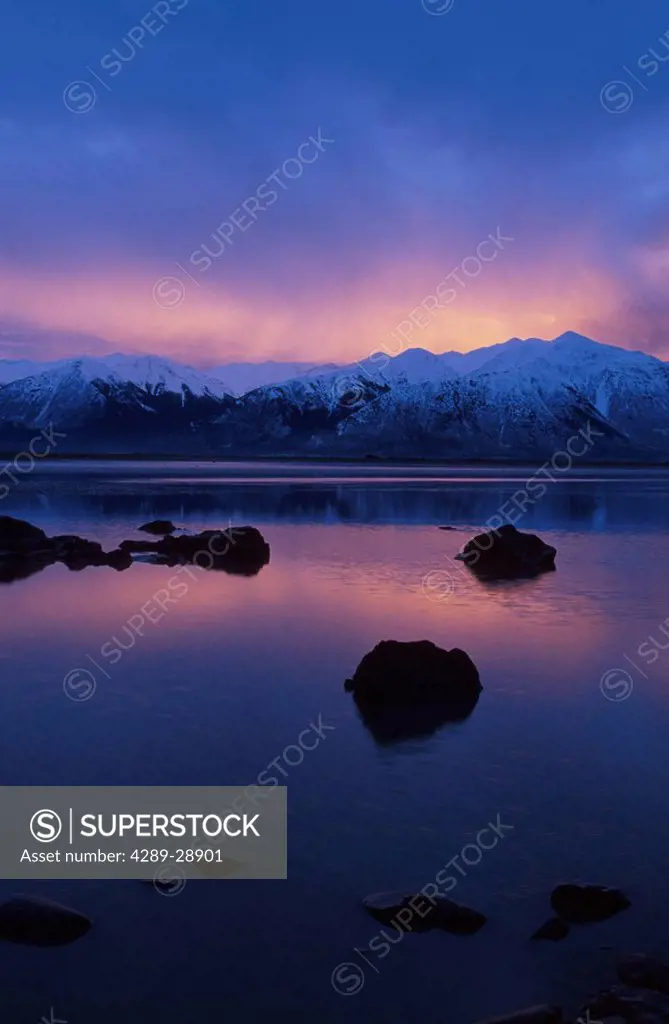 Sunset Reflected Kenai Mtns on Turnagain Arm KP Alaska