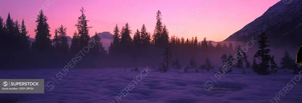 Sunset Winter Chugach Mts Girdwood Valley SC AK