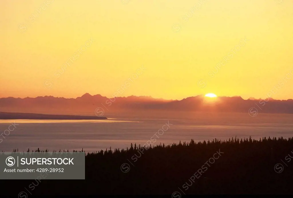 Sunset Cook Inlet Chigmit Mts Fire Island SC AK