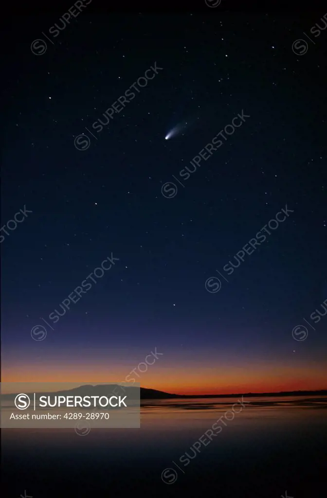 Sunset Mt Susitna Hale_Bopp Comet in Sky Cook Inlet AK Southcentral