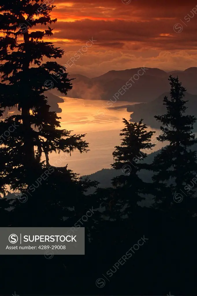 Sunset Sitka from Harbor Mtn Southeast AK summer scenic