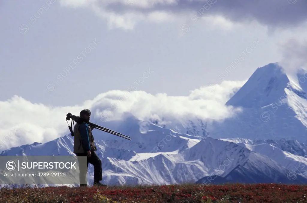 Photographer on Ridge AK Range Denali NP Interior AK