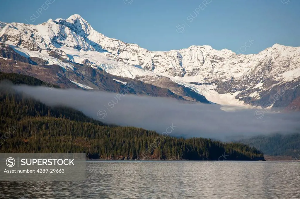 Scenic view of Chugach Mountains and Prince William Sound near Valdez, Alaska