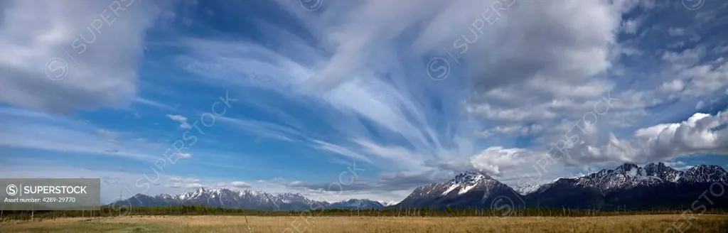 Dramatic clouds over Pioneer Peak and the Palmer hay flats, Southcentral Alaska