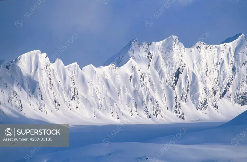 Chugach Mountains Southcentral Alaska Winter Scenic Snow Sky