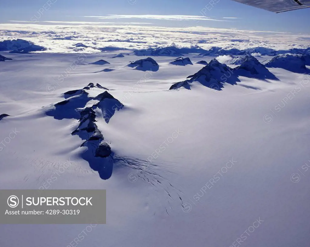 Aerial View of Juneau Icefield SE Alaska Winter Scenic