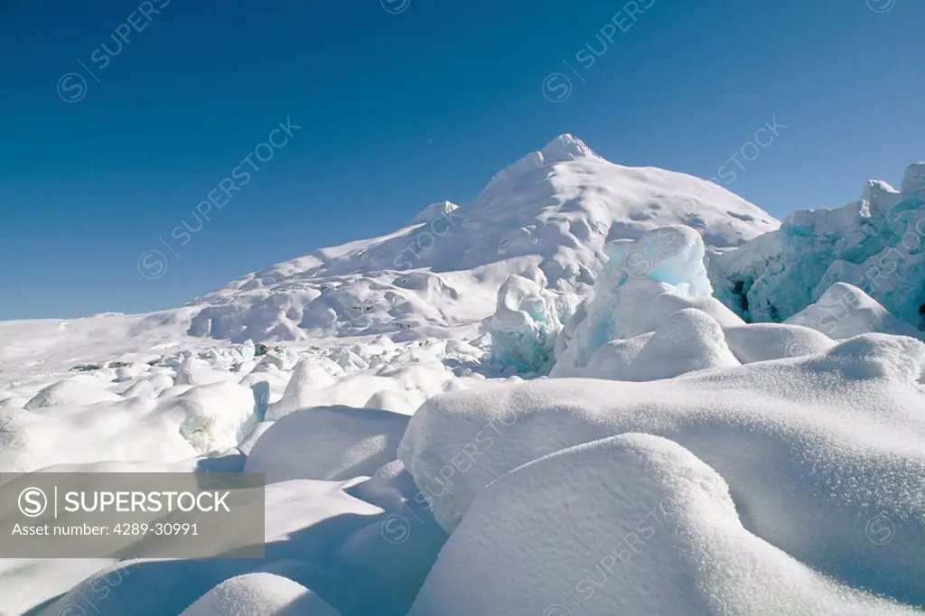 Portage Glacier Lake Southcentral Alaska Winter Scenic Snow Sky White Blue