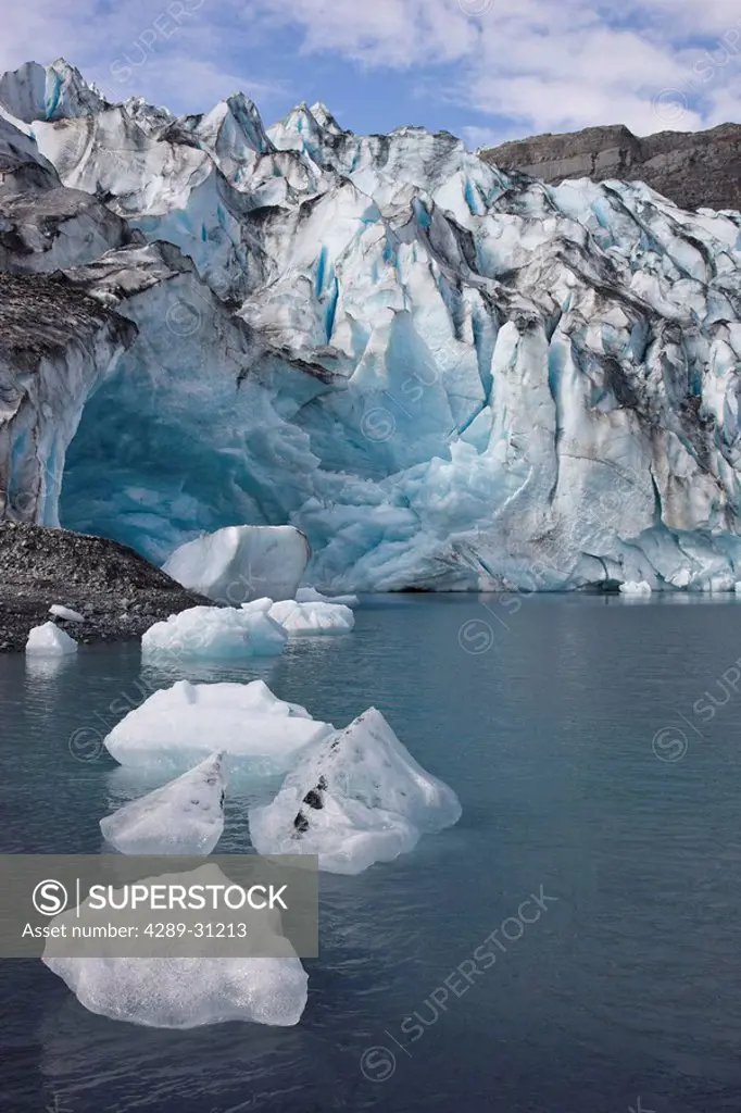The tidewater front of Shoup Glacier where it calves into the water, Shoup Bay State Marine Park, Southcentral Alaska