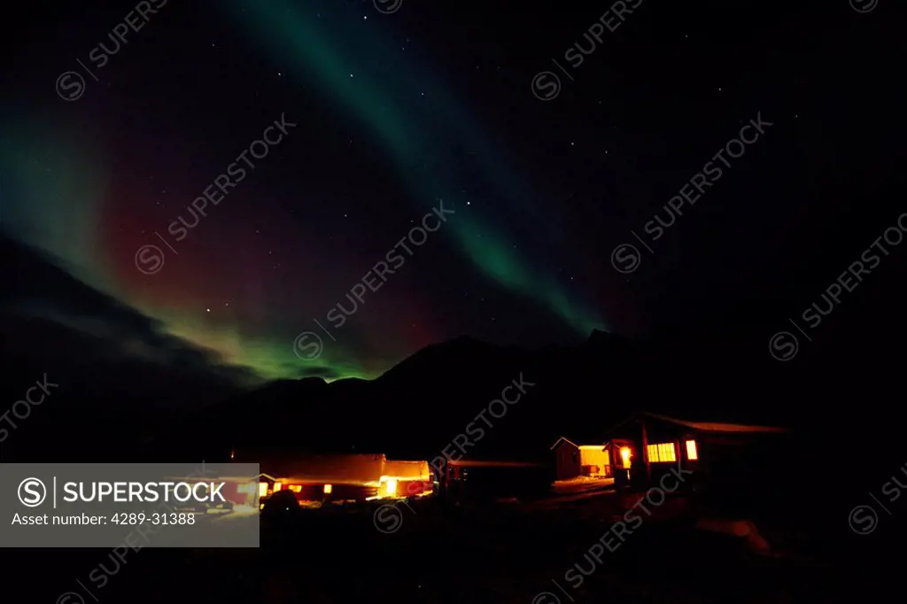 Northern Lights Over Sheep Mtn Lodge SC AK Winter Chugach Mtns
