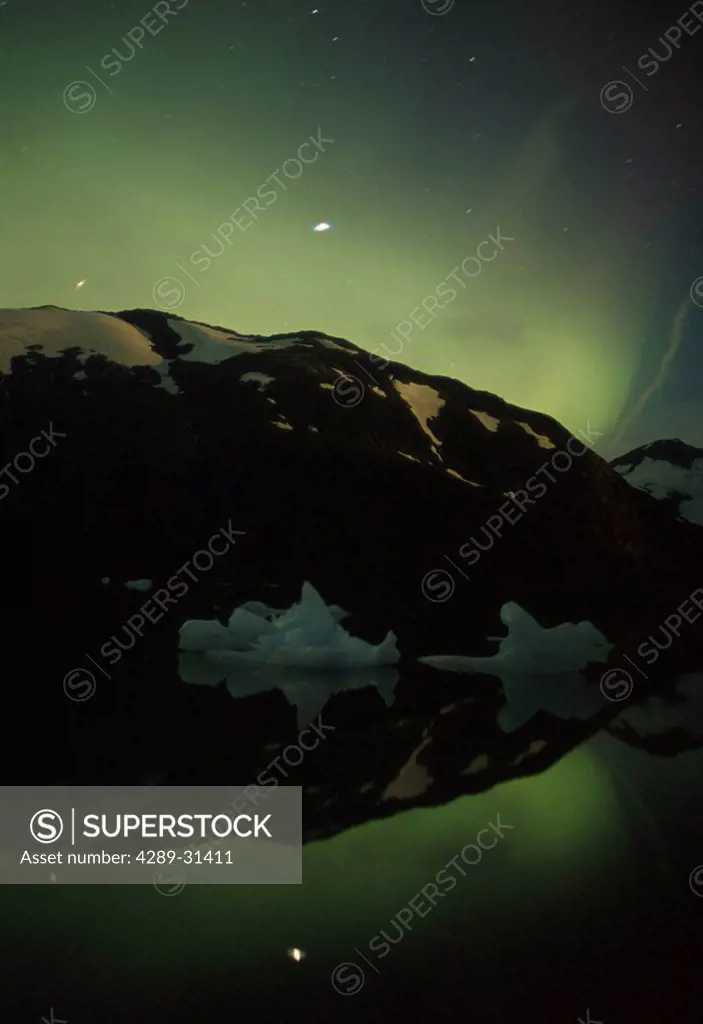 Northern Lights Over Portage Glacier Southcentral Alaska