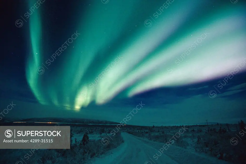 Northern Lights Over Tundra Near Sheep Mtn SC AK Winter Chugach NF