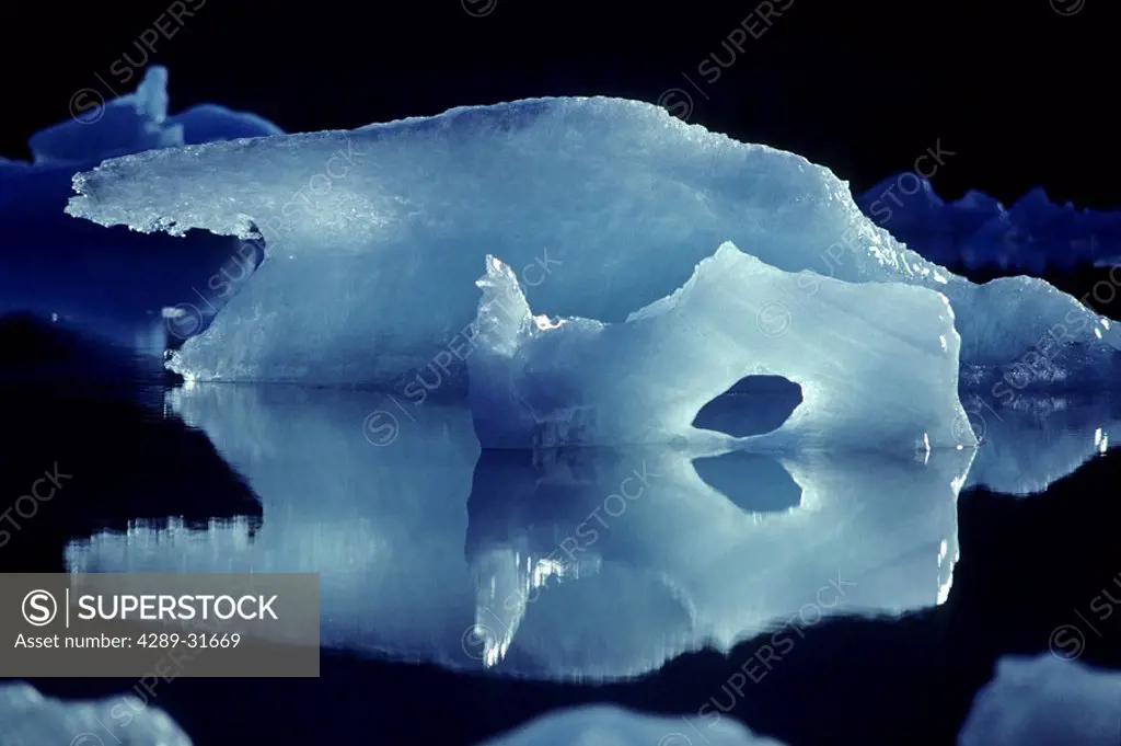 Iceberg Floating in Portage Glacier Lake SC AK