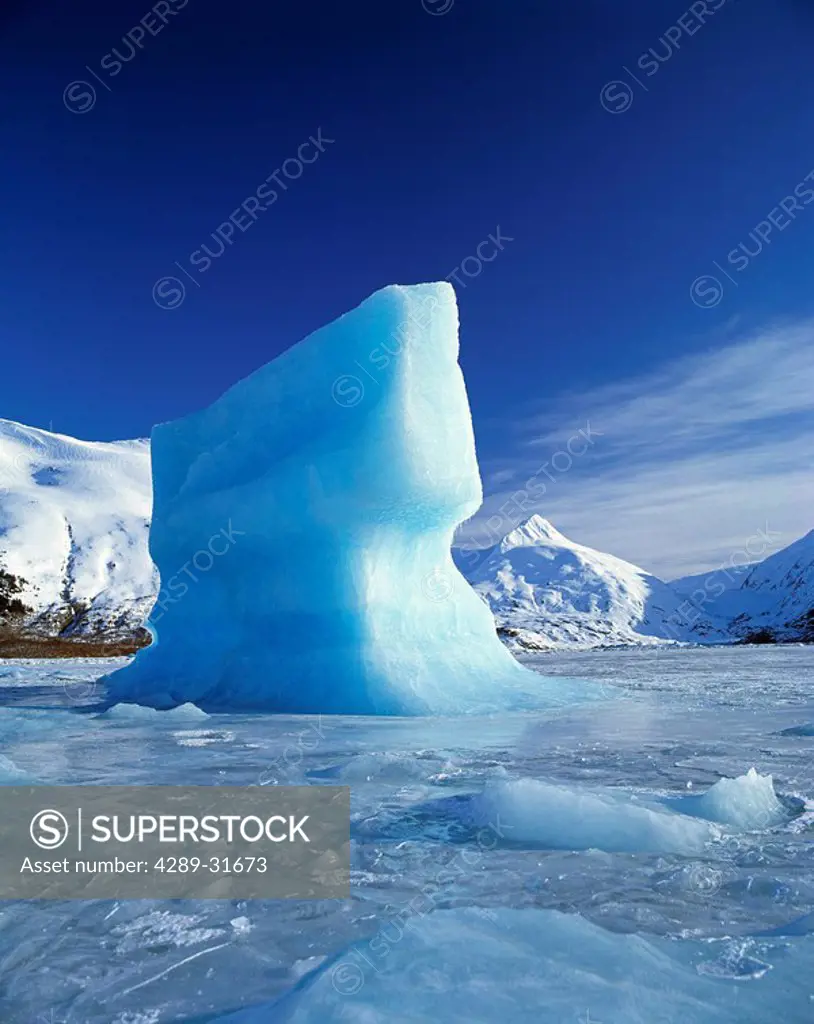 Iceberg Portage Lake Chugach Mtns Portage Southcentral Alaska winter portrait